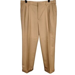 NWT Savane Mens 42W X 32L Dress Blues Pleated Cuffed Pants Mink Tan Cotton Blend
